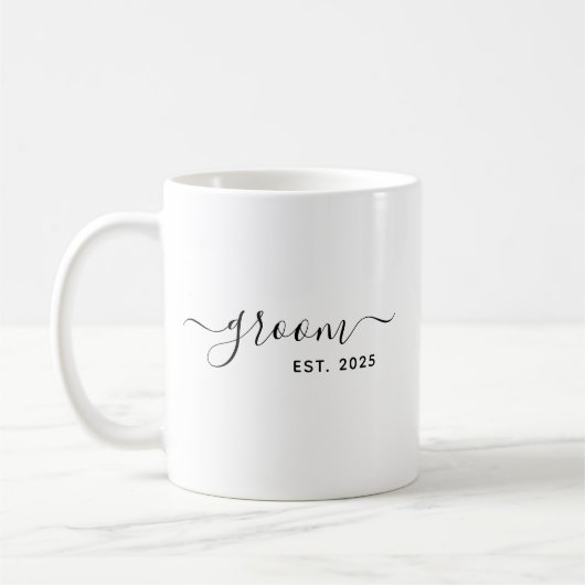modern minimalistisch elegant script Groom Koffiemok (Links)
