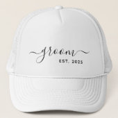 modern minimalistisch elegant script Groom Trucker Pet (Voorkant)
