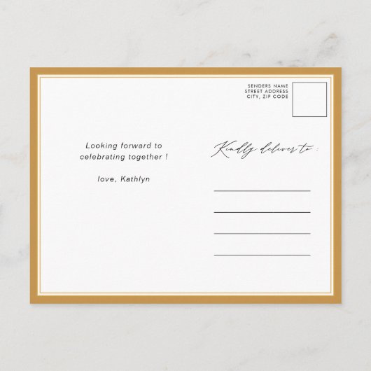 Modern minimalistisch Elegant Script-Vrijgezellenf Uitnodiging Briefkaart (Achterkant)