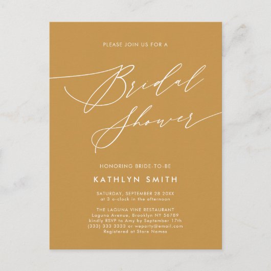 Modern minimalistisch Elegant Script-Vrijgezellenf Uitnodiging Briefkaart (Voorkant)