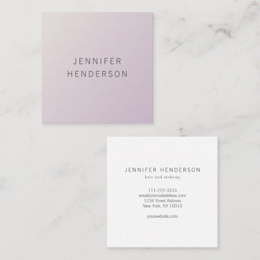 Modern minimalistisch elegant zacht roze professio vierkante visitekaartje (Voorkant / Achterkant)