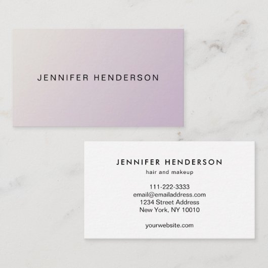 Modern minimalistisch elegant zacht roze professio visitekaartje (Voorkant / Achterkant)