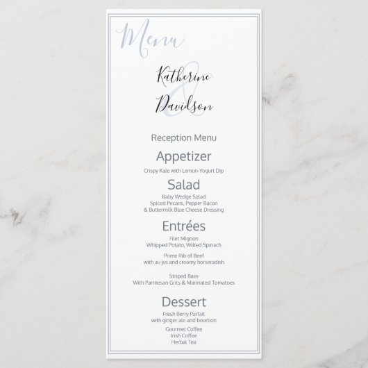 Modern minimalistisch 🤵 Elegante eenvoudige bruil Menu (Voorkant)