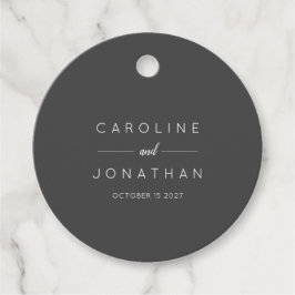 Modern minimalistisch ellegant Custom Wedding Blac Bedankjes Labels