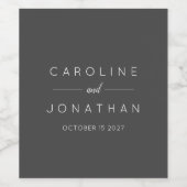 Modern minimalistisch ellegant Custom Wedding Blac Wijn Etiket (Enkel label)