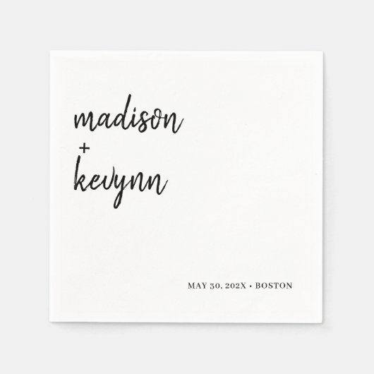 Modern minimalistisch en chique | bruiloftsservett servet (Voorkant)