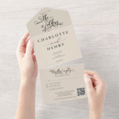 Modern Minimalistisch en Elegant QR Code Bruiloft All In One Uitnodiging (Afscheurbaar)
