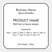 Modern minimalistisch etiket van ingrediënten (Voorkant)