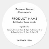 Modern minimalistisch etiket van ingrediënten (Voorkant)