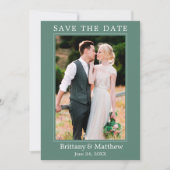 Modern minimalistisch Eucalyptus Green Save The Date (Voorkant)