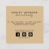 Modern minimalistisch Faux Gold Foil Black Vierkante Visitekaartje (Achterkant)