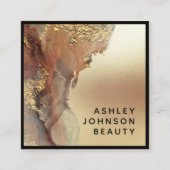 Modern minimalistisch Faux Gold Foil Black Vierkante Visitekaartje (Voorkant)