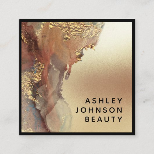 Modern minimalistisch Faux Gold Foil Black Vierkante Visitekaartje (Voorkant)