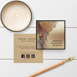 Modern minimalistisch Faux Gold Foil Black Vierkante Visitekaartje