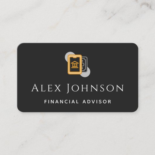 Modern minimalistisch financieel adviseur zwart-wi visitekaartje (Voorkant)