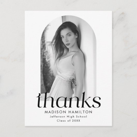 Modern minimalistisch foto-Afstuderen Dank u Briefkaart (Voorkant)