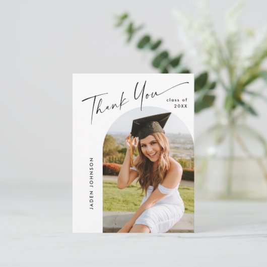 Modern Minimalistisch FOTO Afstuderen dank u Briefkaart (Staand voorkant)