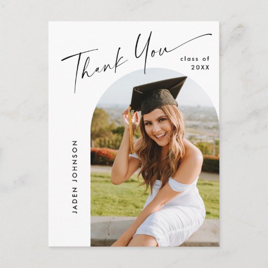 Modern Minimalistisch FOTO Afstuderen dank u Briefkaart (Voorkant)