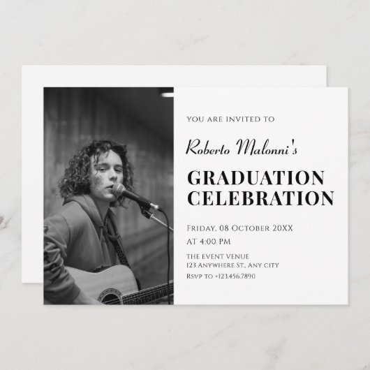 Modern minimalistisch foto afstuderen kaart (Voorkant / Achterkant)