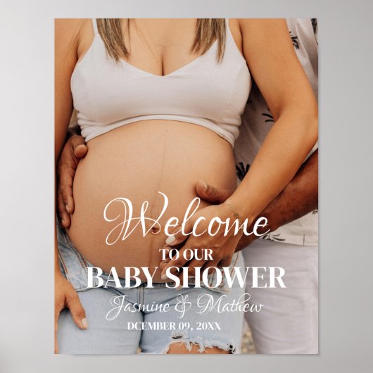 Modern Minimalistisch Foto Baby shower Welkomstbor Poster (Voorkant)