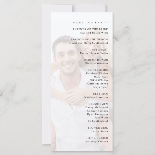 Modern minimalistisch foto bruiloft programma (Achterkant)