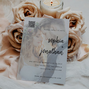 Modern minimalistisch   Foto QR-code Opslaan datum Magnetische Uitnodiging