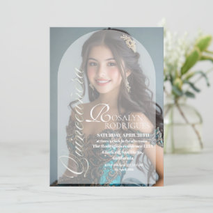 Modern & Minimalistisch Foto Quinceanera Goud Wit Kaart