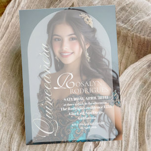 Modern & Minimalistisch Foto Quinceanera Goud Wit Kaart