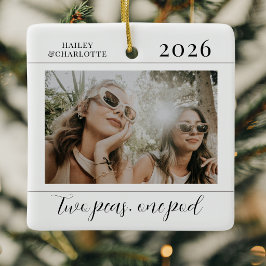 Modern Minimalistisch Foto van Beste Vrienden Kers Keramisch Ornament