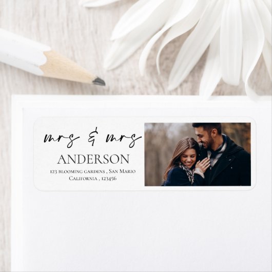 Modern minimalistisch foto-weduwomadres etiket (Insitu)