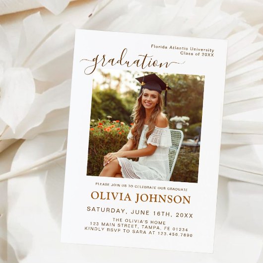 Modern minimalistisch fotoAfstuderen Aankondiging