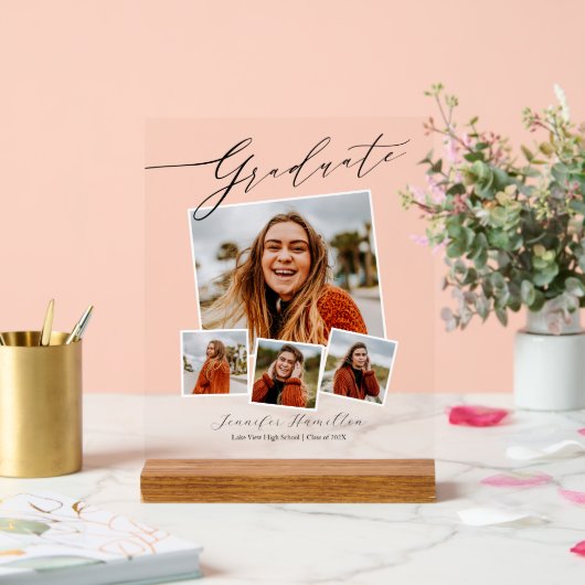 Modern minimalistisch fotoAfstuderen Acryl Bord (Huwelijk)