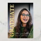 Modern minimalistisch fotoAfstuderen Folie Uitnodiging (Voorkant)