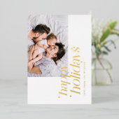 Modern minimalistisch fotocollage stijlvol folie feestdagenkaart (Staand Voorkant)