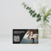 Modern Minimalistisch Fotograaf QR Code Portefeuil Visitekaartje (Staand voorkant)