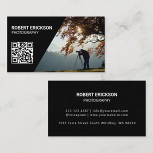 Modern Minimalistisch Fotograaf QR Code Portefeuil Visitekaartje