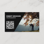 Modern Minimalistisch Fotograaf QR Code Portefeuil Visitekaartje (Voorkant)