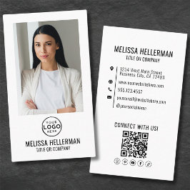 Modern Minimalistisch Fotokwrcode Logo Verticaal Visitekaartje