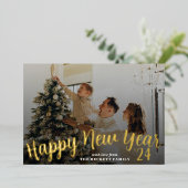 Modern minimalistisch fotonieuwjaar folie feestdagenkaart (Staand Voorkant)