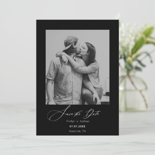 Modern minimalistisch fotoontwerp bespaart de datu (Staand voorkant)