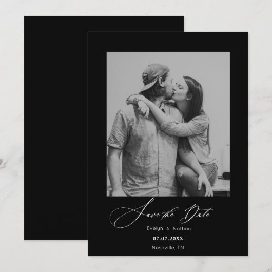 Modern minimalistisch fotoontwerp bespaart de datu (Voorkant / Achterkant)