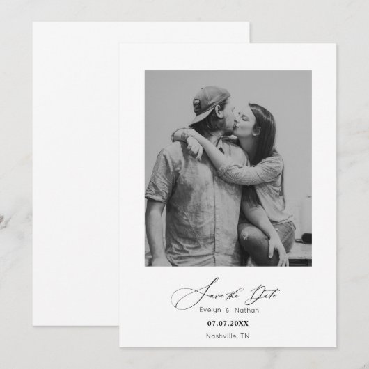 Modern minimalistisch fotoontwerp bespaart de datu (Voorkant / Achterkant)