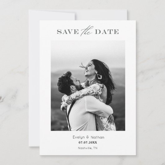 Modern minimalistisch fotoontwerp bespaart de datu (Voorkant)