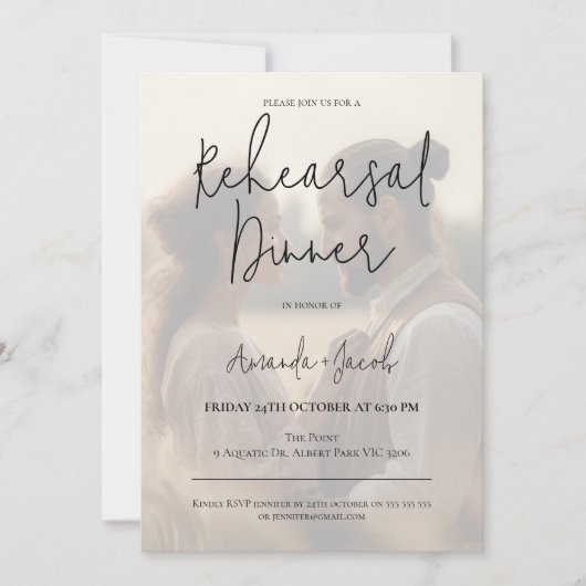 Modern minimalistisch fotorepetitie diner kaart (Voorkant)