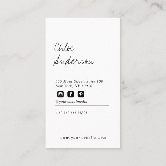 Modern minimalistisch fotoVisitekaartje Visitekaartje (Achterkant)