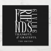 Modern minimalistisch Friendsgiving-label Sparkling Wijnetiket (Enkel label)