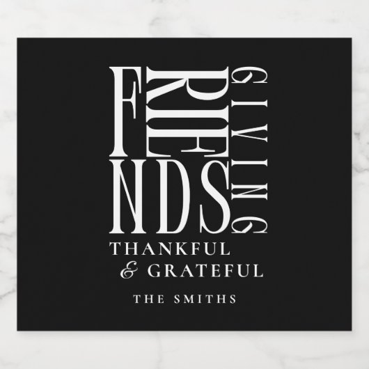 Modern minimalistisch Friendsgiving-label Sparkling Wijnetiket (Enkel label)