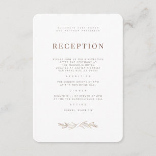Modern + minimalistisch gebladerte bruiloft recept informatiekaartje