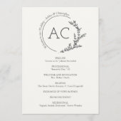 Modern minimalistisch gebladerte Lijst zacht wit b Programmakaart (Voorkant)