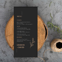 Modern minimalistisch gebladerte zwart menu Kaart
